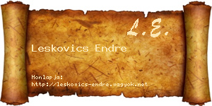Leskovics Endre névjegykártya
